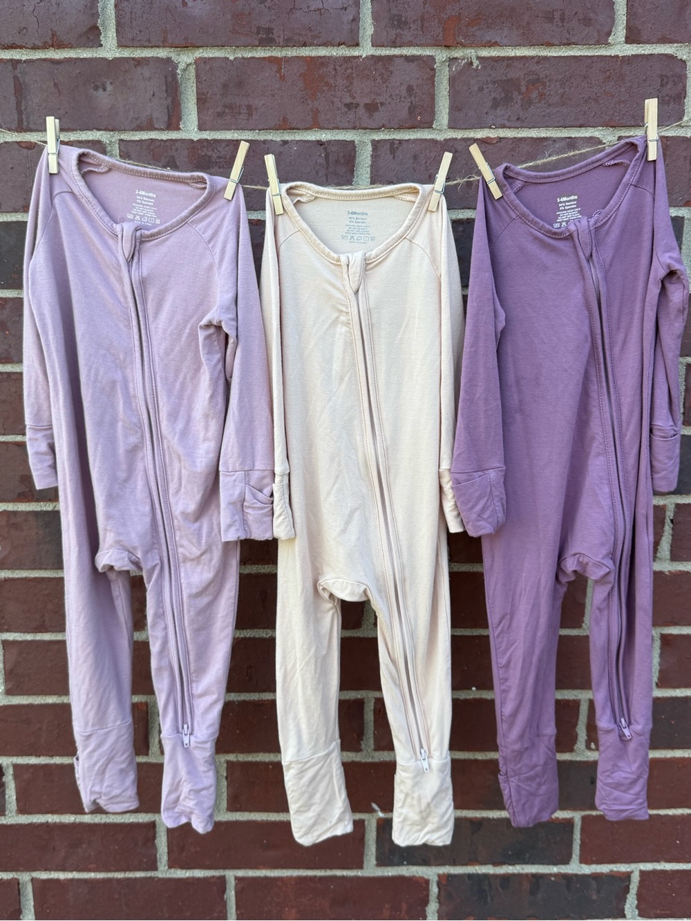 3-Pack Soft Cotton Onesie Sleepers - Mauve, Blush, Lavender